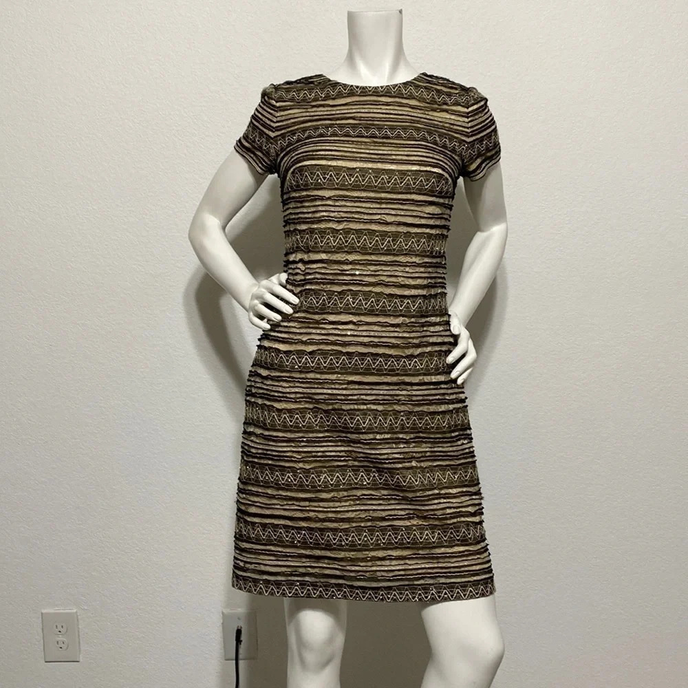 Saks Fifth Avenue Black Label Lace Striped Dress